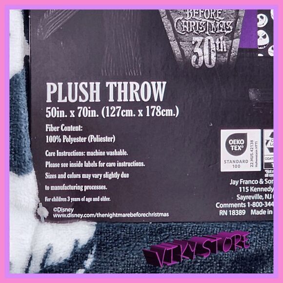 NWT {Disney's} The Night Before Christmas : Oversized Plush Throw 50x70 NWT - Picture 2 of 4